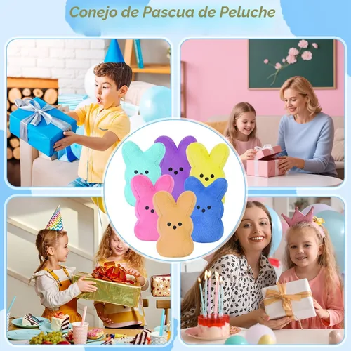 Miniatura 4 de vizethru 6 juguetes de peluche de conejo de Pascua, juguetes de relleno de cesta de Pascua para niños, animales de peluche de conejo, regalos