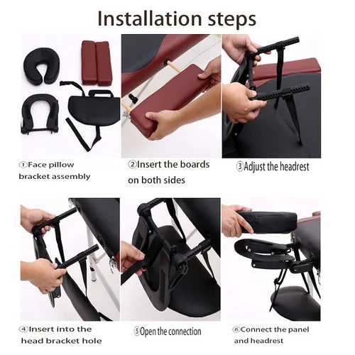 Miniatura 4 de 1 soporte para mesa de masaje, base de masaje negra para la cara, cuna de masaje para cama, soporte universal para reposacabezas ajustable estándar