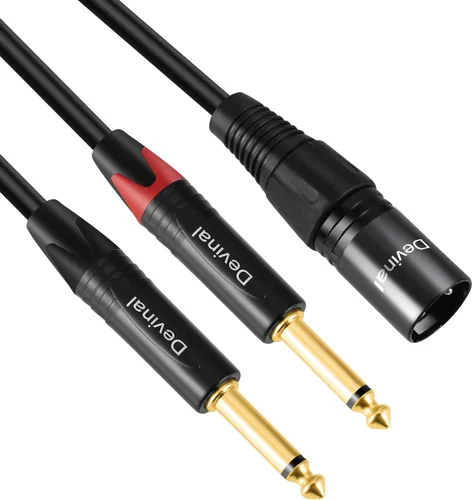 Cable divisor dual 1/4 a XLR Y, doble 0.250 in TS macho a XLR 3pin macho cable estéreo, doble cuarto de pulgada mono a XLR macho enchufe micrófono