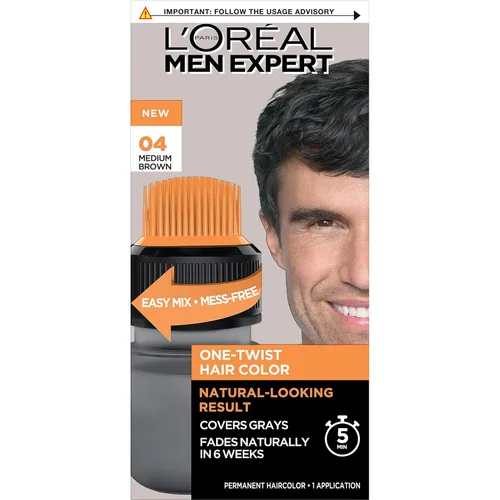 Miniatura 8 de L’Oreal Paris Men Expert One Twist - Tinte permanente de cabello para hombre, sin ensuciar, para cubrir canas, aplicación sencilla, sin mezclar y 01