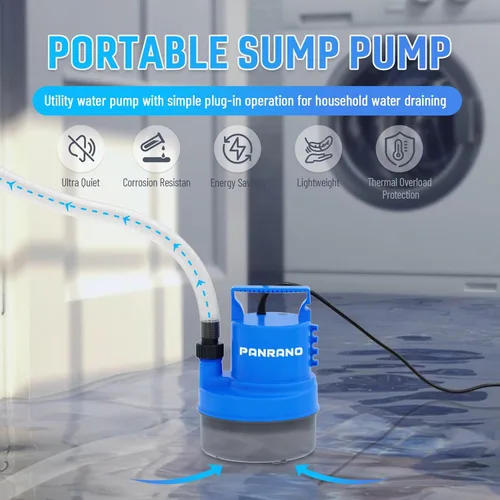 Miniatura 2 de Bomba de agua sumergible de 1/3 HP 2000 GPH Bomba de sumidero pequeña portátil para cubierta de piscina, sótanos, charcos, estanques de jardín