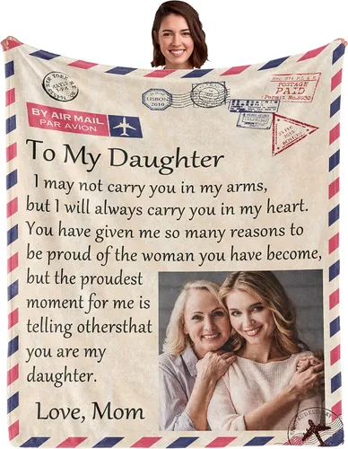 Miniatura 16 de WSYEAR Regalos de Navidad para mamá de parte de la hija, regalos para mujeres Best Mom Ever, manta con texto en inglés "I Love You Mother