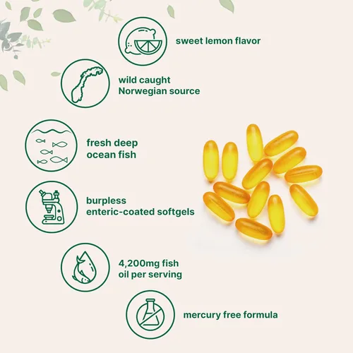 Miniatura 4 de Suplementos de aceite de pescado Omega 3 de triple fuerza, 4200 mg por porción y aceite de hígado de bacalao, 2,000 mg por porción, 360 cápsulas