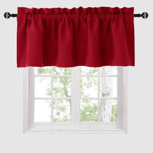 Miniatura 28 de Hiasan - Cortinas de cenefa negras con bolsillo para barra, cortinas opacas para ventanas de cocina, 52 x 18 pulgadas de largo, 1 panel Negro