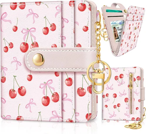 Miniatura 29 de Jogjam Cartera pequeña para mujer, Rfid delgada y compacta para tarjetas de crédito, billetera plegable de piel sintética, bolsillo con cremallera