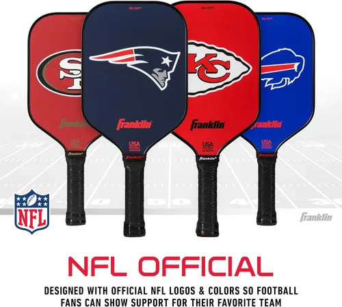Miniatura 7 de Franklin Sports NFL Pro Pickleball Paddle – Pala de Pickleball Pro de Serie Signature de 13 mm con Superficie MaxGrit - Equipo NFL Oficial