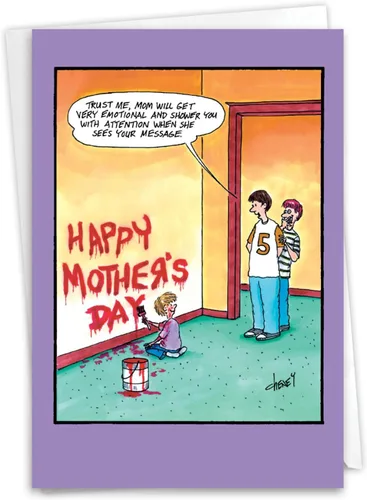 Miniatura 15 de NobleWorks - Divertida tarjeta del Día de la Madre con sobre, saludo de dibujos animados, regalo de papelería para mamá, familia aerografiada