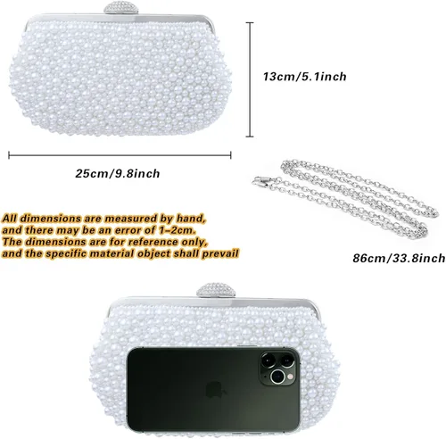Miniatura 5 de TOPFIVE - Bolso de mano con cuentas de perlas para mujer para boda fiesta cóctel fiesta