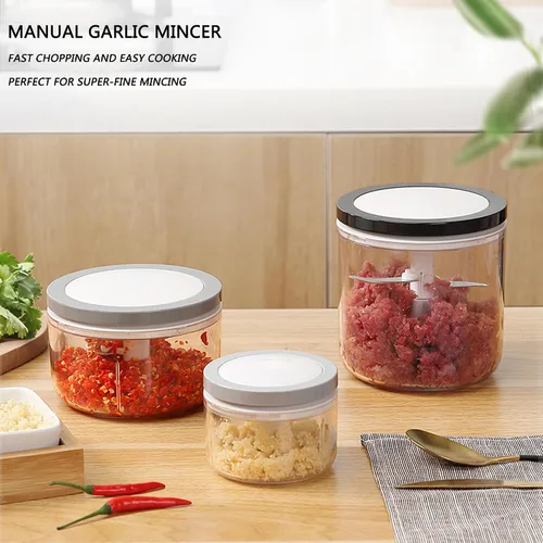 Miniatura 4 de Procesador manual de alimentos, picador de verduras, picador de cebolla de 33.8 fl oz, picador de ajo, picador de ajo, batidora y licuadora