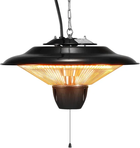 VEVOR Calentador de patio colgante, calentador infrarrojo eléctrico de 1500 W, protección IP34 con cable de tracción de 23.6 pulgadas y cadena
