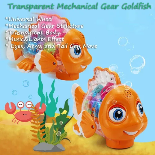 Miniatura 2 de Miracland Juguete mecánico transparente, juguete electrónico de peces de colores, juguete electrónico de peces de natación terrestre, juguete de pez