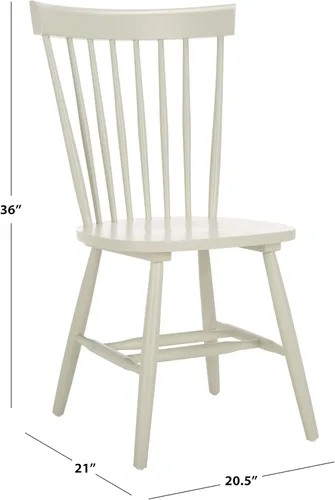 Miniatura 3 de SAFAVIEH Furniture - Juego de 2 sillas de comedor Parker Spindle, color blanco roto - madera maciza - Diseño clásico de Windsor - Ideal para Blanco