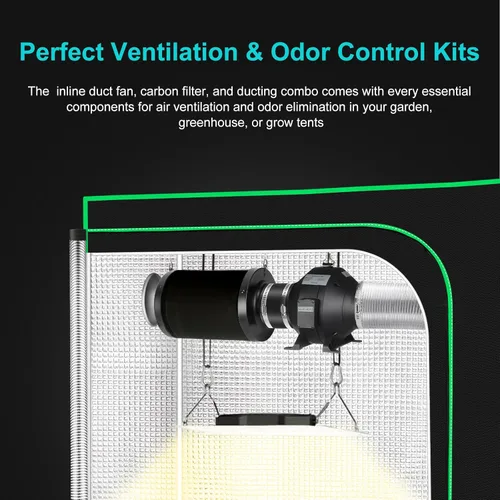 Miniatura 9 de Kit de filtración de aire, ventilador de conducto en línea de 4 pulgadas y 190 CFM con controlador de velocidad, filtro de alto carbono de 12