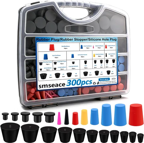 Miniatura 11 de smseace Paquete de 40 tapones de goma de 1/16 pulgada a 5/8 pulgada, tapones de goma de 8 tamaños, tapones de silicona de alta temperatura