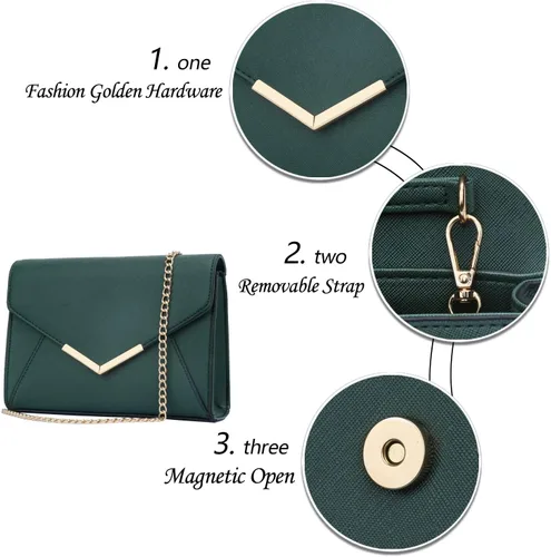 Miniatura 3 de KKXIU Elegante bolso de mano de piel sintética para mujer, bolso de mano plegable para fiesta, boda, baile de graduación