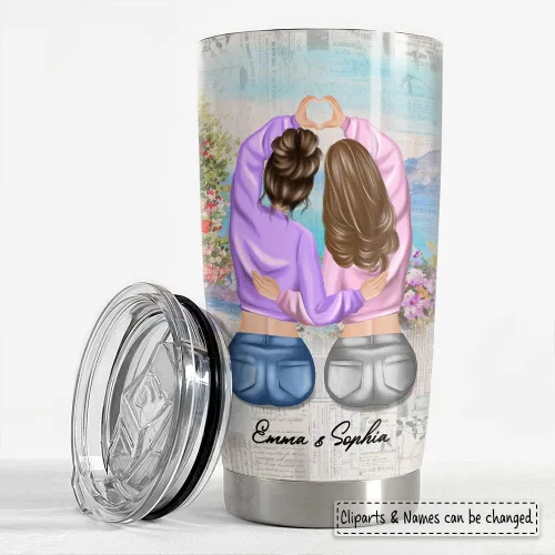 Miniatura 3 de SANDJEST Taza personalizada para mejores amigas de 20oz y 30oz con tapa - Regalo para mejores amigas, mujeres, niñas, hermana - Navidad, cumpleaños