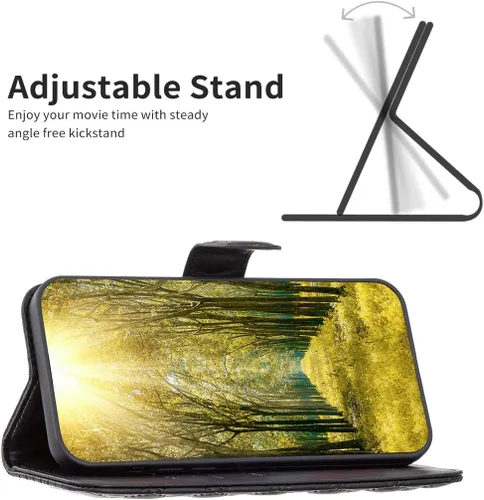 Miniatura 4 de Case for Xiaomi Redmi Note 10 4G/Note 10S,Rhombus Lambskin Pattern Premium Leather Wallet Kickstand Flip Case Magnetic Clasp Cover Black