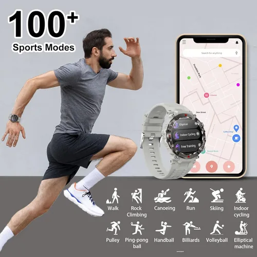 Miniatura 3 de LogHog Relojes inteligentes militares para hombres y mujeres, monitor de frecuencia cardíaca, resistente al agua, 2023, resistente al agua, presión