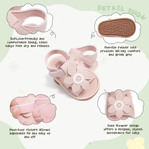 Miniatura 156 de Meckior Sandalias de verano con punta abierta y suave de piel sintética para bebés y niñas pequeñas