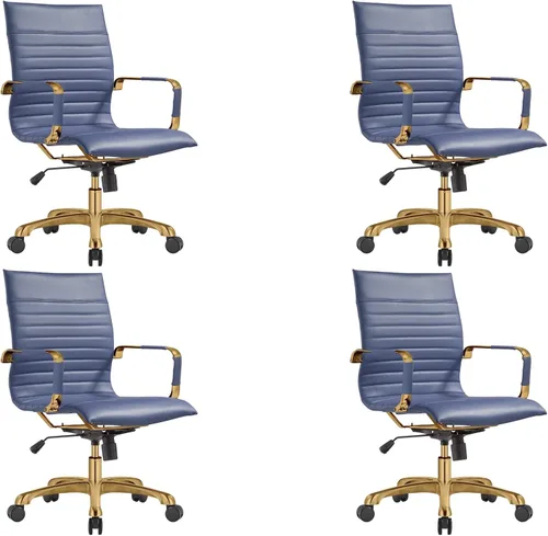 Miniatura 20 de LeisureMod Harris - Silla de oficina ejecutiva ergonómica moderna, silla de escritorio de piel con respaldo alto con altura ajustable, control