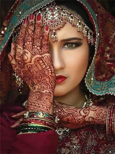 Pintura de diamantes India para mujer, kits de arte de diamantes de 3.9 x 7.9 in, 5D, pintura por número para adultos, accesorios de arte y