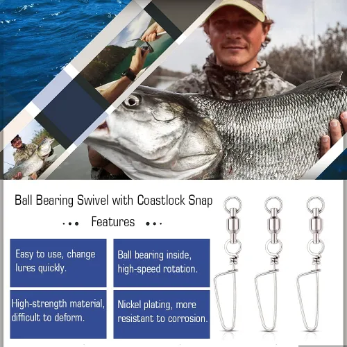 Miniatura 2 de AMYSPORTS Pesca de agua dulce Snap Giratorios de bolas de rodamiento de agua salada Rotación Broches Rotación Bola de agua dulce Giratorios Snap