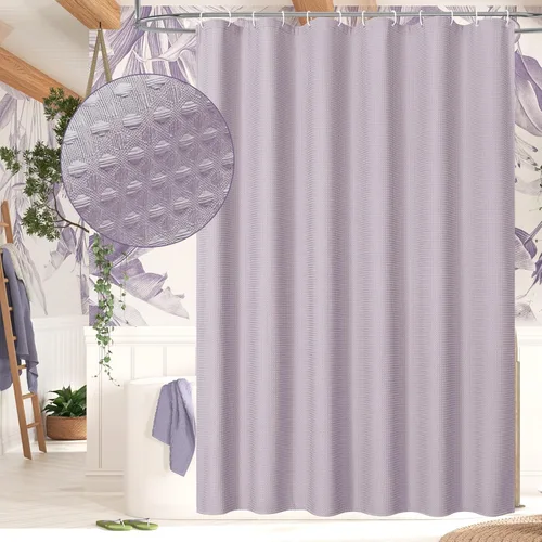 Miniatura 9 de MitoVilla - Cortina de ducha de tela de nido de abeja burdeos, cortinas de ducha con textura de nido de abeja modernas para decoración de lujo