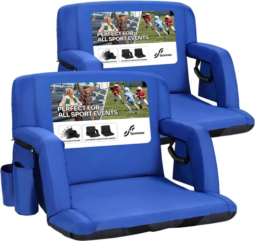 Miniatura 15 de Sportneer - Asientos de estadio para gradas con respaldo, asiento de estadio reclinable y portátil con un grueso cojín acolchado, con respaldo