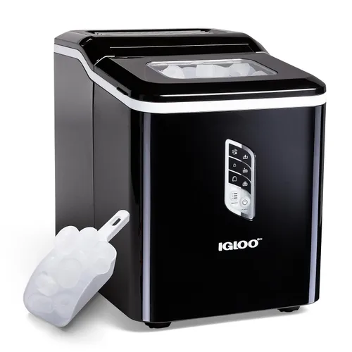 Miniatura 10 de Igloo, máquina para hacer hielo automática eléctrica de sobremesa de 26 libras - 9 cubos en 7 minutos, con cuchara y cesta Rojo