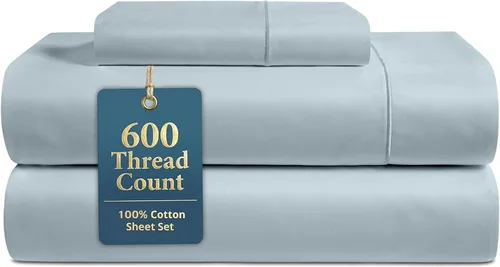 Miniatura 35 de LANE LINEN Juego de sábanas tamaño King – Sábanas de 600 hilos 100% algodón de fibra larga, naturalmente frescas y duraderas para el uso diario, 01