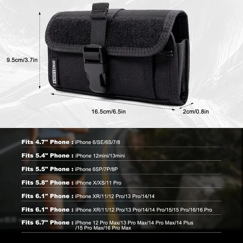 Miniatura 4 de OneTigris Funda táctica para teléfono móvil con correa MOLLE y hebilla de liberación rápida, para iPhone 17/Air/17 Pro/16/16 Pro/15/15 Pro/14 Pro/13
