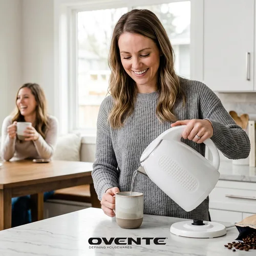 Miniatura 8 de OVENTE - Hervidor eléctrico de té de 1,7 litros de doble pared, caldera y calentador de agua de 1100 W con exterior de tacto frío, interior aislado
