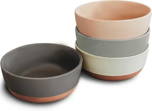 Juego de 4 cuencos de porcelana, 25 onzas, aptos para microondas, lavavajillas y horno para sopa, cereales, etc.