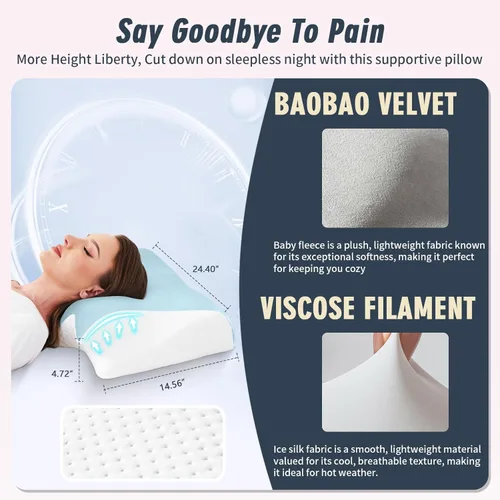 Miniatura 5 de Almohada para alivio del dolor de cuello Almohada ortopédica para dormir cervical mejor antiarrugas terapéutica ergonómica espuma viscoelástica Azul