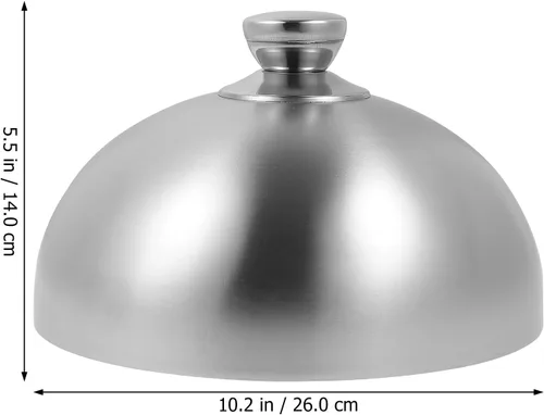 Miniatura 4 de Hemoton Cubierta de acero inoxidable de 10 pulgadas para alimentos, tapa de cúpula con asa para filete Teppanyaki antisalpicaduras de aceite, tapa