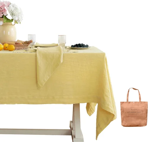 Miniatura 49 de Linen World - Mantel de lino de otoño de 55 x 55 pulgadas, mantel rectangular lavable de lino francés para comedor, al aire libre, bodas