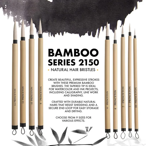 Miniatura 2 de Princeton Cepillo redondo de bambú, natural, mango corto, tamaño 6, 1 unidad