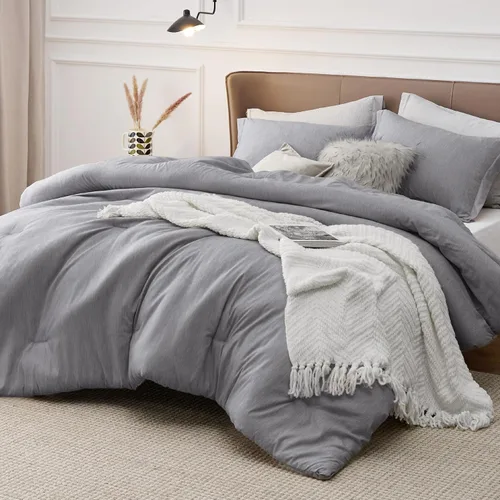 Miniatura 252 de Bedsure Juego de edredón Twin/Twin XL, ropa de cama suave beige para todas las estaciones, juego de cama teñido catiónico, 2 piezas, 1 edredón