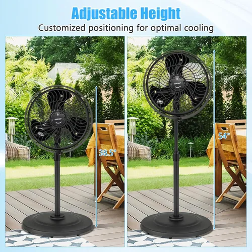Miniatura 5 de COSTWAY Ventilador de nebulización para exteriores, ventilador de pedestal oscilante de 16 pulgadas con altura ajustable, 3 niveles de niebla, 3