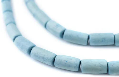 Miniatura 6 de TheBeadChest - Cuentas de madera natural de tubo azul azul (0.591 x 0.315 in): hilo de cuentas de madera ecológico orgánico para hacer joyas