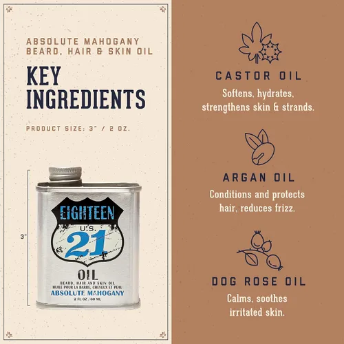 Miniatura 3 de 18.21 Man Made Aceite para cabello, piel y barba para hombres, 4 aromas - Bálsamo acondicionador no graso con aceite de semilla de ricino, jojoba