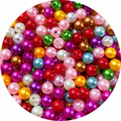 Miniatura 11 de 300 cuentas de perlas para manualidades, perlas de resina de 0.315 pulgadas para hacer joyas, cuentas redondas sueltas con agujero para collares