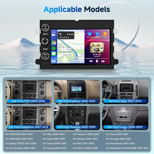 Miniatura 4 de 2+64G Android 13 Radio de coche estéreo para Ford F150 F250 F350 2004-2014, 7 pulgadas 1080P pantalla táctil estéreo de coche con CarPlay