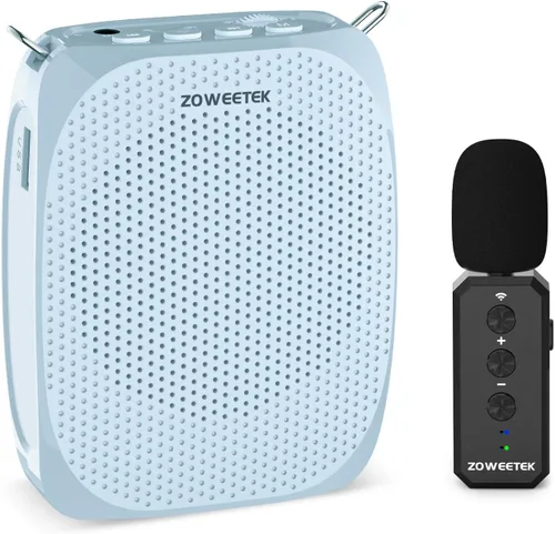 Miniatura 10 de ZOWEETEK Amplificador de Voz con Micrófono Inalámbrico de Solapa Lavalier para Maestros, Nuevo Sistema de Micrófono Personal 2025, Altavoz Portátil