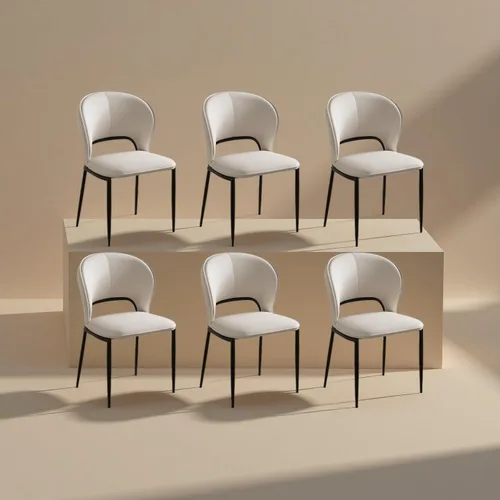 Miniatura 11 de Juegos de sillas de comedor modernas (2/4/6/8-PSC), sillas de cocina de piel sintética con respaldo, sillas laterales de cocina sin brazos, salas
