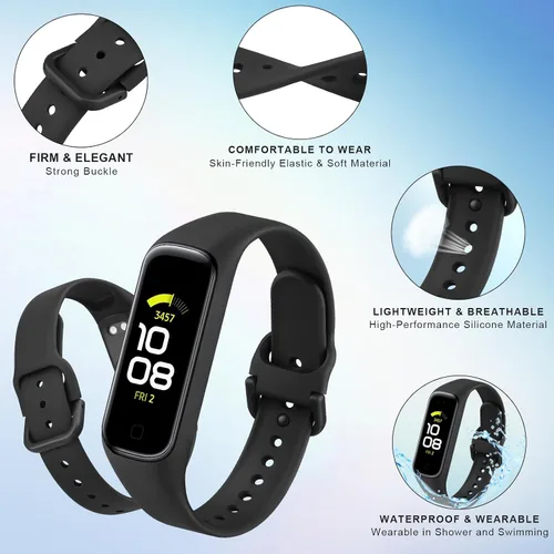 Miniatura 2 de Wanme Correas de repuesto para Samsung Galaxy Fit 2 Band para mujeres y hombres, paquete de 3 correas deportivas de silicona compatibles con Samsung