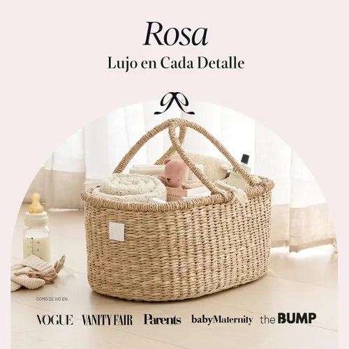 Miniatura 2 de BEBE BASK Organizador Premium de Pañales para Bebé - Cesta de Hierba Marina Hecha por Artesanos con Divisor de Algodón - Cesta Organizadora