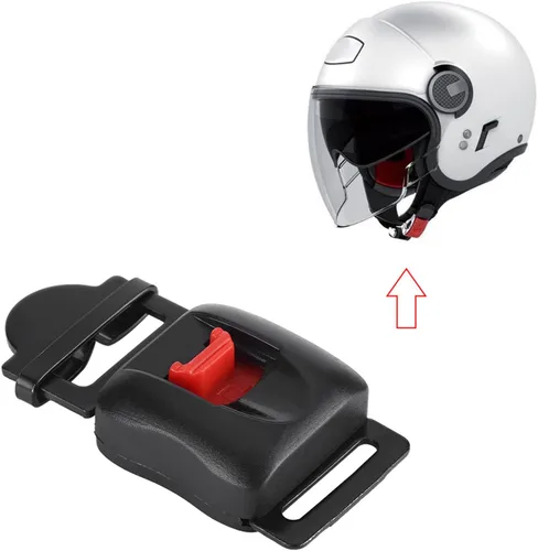 Miniatura 2 de 5 unids motocicleta cascos velocidad clip barbilla correa liberación rápida desconexión hebilla plástico metal motocicleta casco hebilla negro rojo
