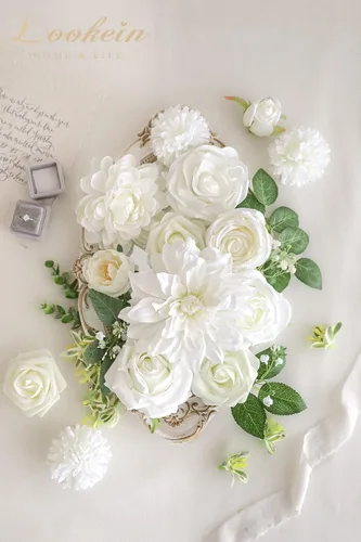 Miniatura 2 de Lookein Flores Artificiales para Decoración de Boda DIY, Ramo de Novia, Centros de Mesa, Guirnaldas de Flores, Coronas, Arco de Pasillo, Decoración