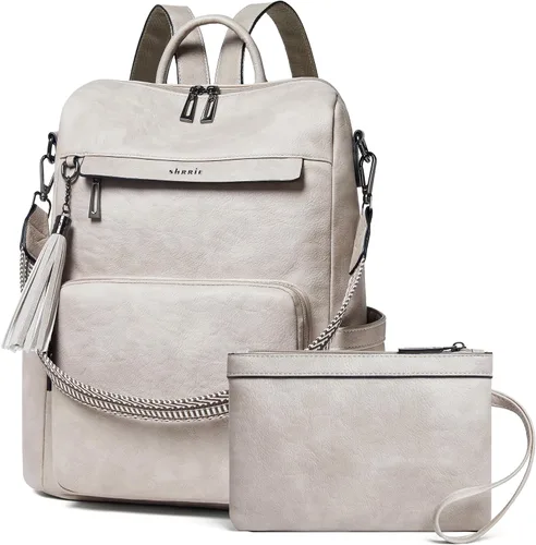 Miniatura 24 de Shrrie - Mochila vegana de cuero para laptop de 14 pulgadas para mujer, mochila de trabajo, mochila de moda, mochila de viaje, bolso para negocios